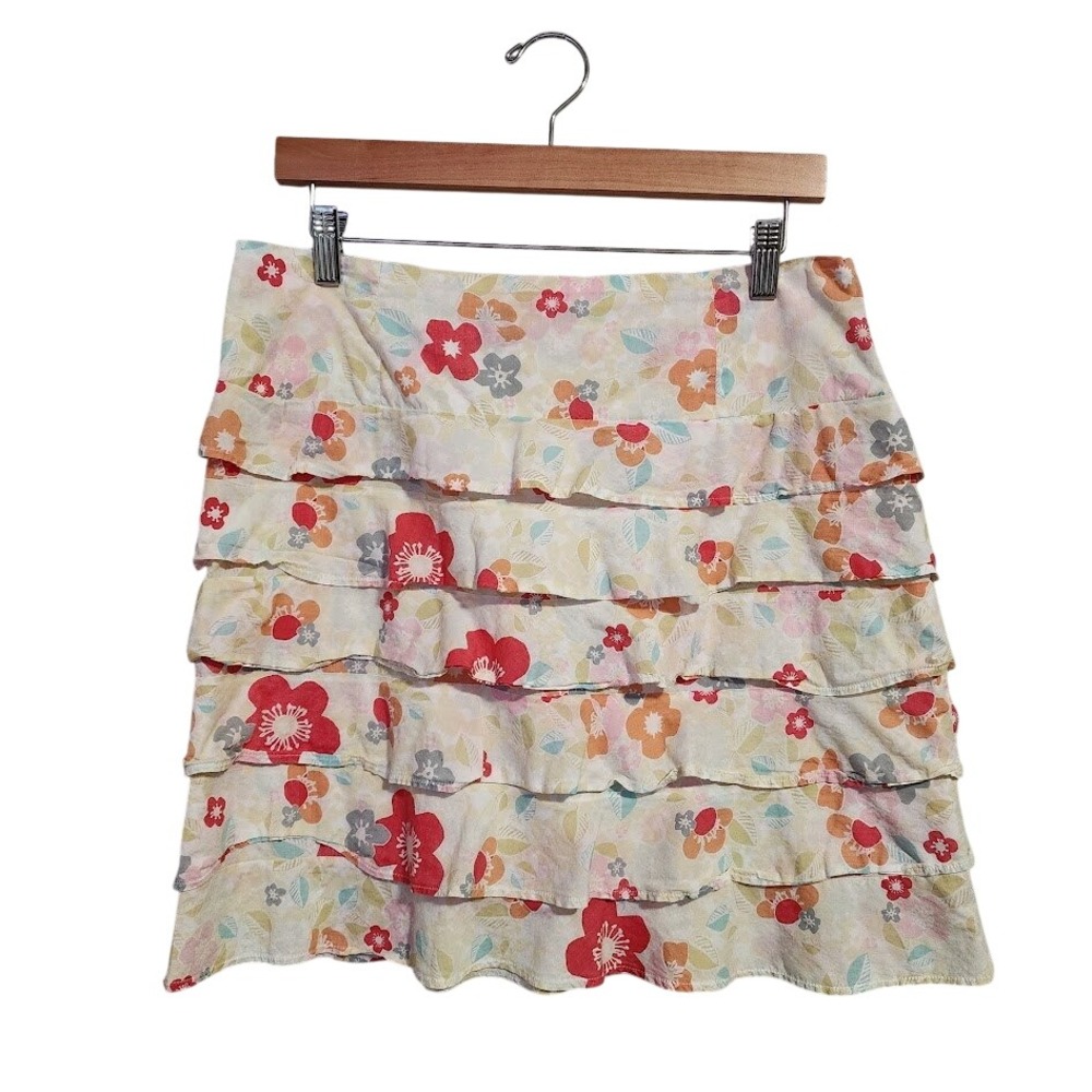 CLAUDIE PIERLOT Floral Tiered Ruffle Mini Skirt Parisian